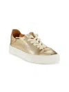 SAM EDELMAN GIRL'S POPPY METALLIC LEATHER SNEAKERS