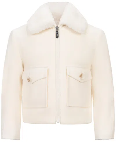 Sam Edelman Kids' Girls' 4-16 Cropped Bomber Faux Wool Jacket In Neutral