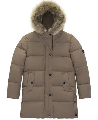 Sam Edelman Kids' Girls' 7-16 Long-sleeve Expedition Hooded Parka Coat In Mocha