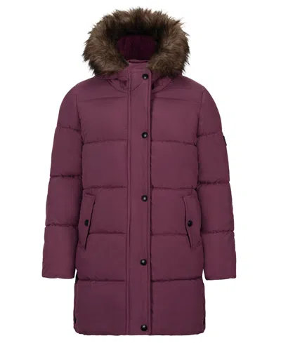 Sam Edelman Kids' Girls' 7-16 Long-sleeve Expedition Hooded Parka Coat In Burgundy