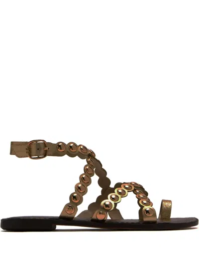 Sam Edelman Gloria Ankle-strap Studded Sandals In Yellow