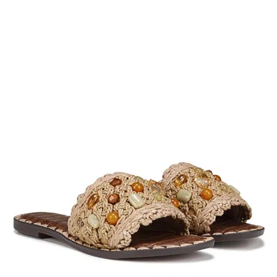 Sam Edelman Graciela Sandals Womens 8m Dark Natural Beaded Boho Slide Zap2512 In Animal Print