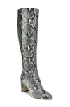 Sam Edelman Hai Boots Womens Us 6 Gray Snake Print Leather Knee High Khd2672 In Animal Print