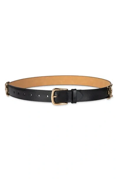 Sam Edelman Women's Double-e Hip Links Leather Belt In Black