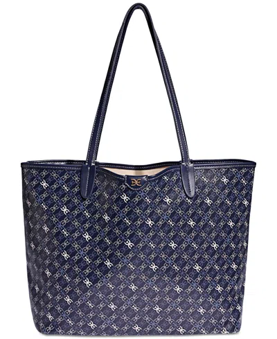SAM EDELMAN HARPER EXTRA-LARGE MONOGRAM REVERSIBLE SHOPPER BAG 