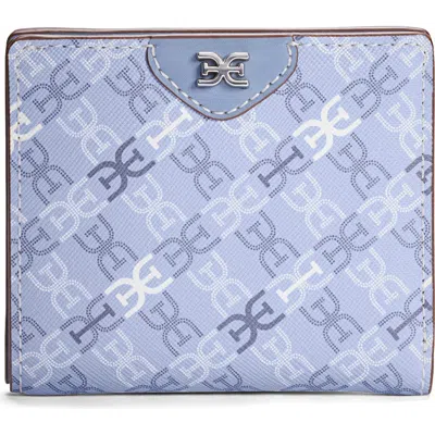 Sam Edelman Harper Monogram Faux Leather Bifold Wallet In Powder Blue