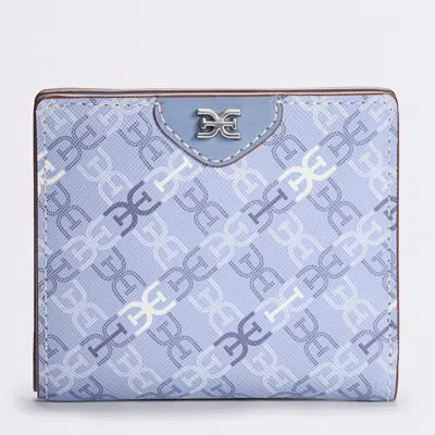 Sam Edelman Harper Monogram Folded Wallet Powder Blue Leather