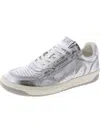 Sam Edelman Harper Womens Faux Leather Metallic Casual And Fashion Sneakers In Silver