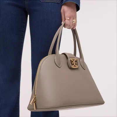 Sam Edelman Hazel Large Satchel Bag Taupe Leather In Grey