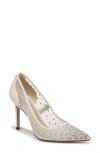 Sam Edelman Womens Hazel Rhinestone-embellished Mesh Courts Crea In Modern Ivory