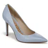 Sam Edelman Hazel Pointed Toe Pump Cloud Blue Satin Fabric In Blue