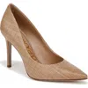 Sam Edelman Hazel Pointed Toe Pump Buff Tan Raffia In Buff Tan
