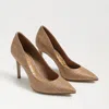 Sam Edelman Hazel Pointed Toe Pump Buff Tan Raffia