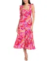 Sam Edelman Henri Palm Print Smocked Midi Dress In Pink