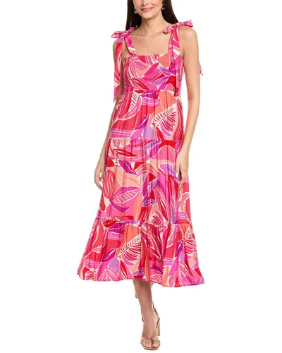 Sam Edelman Henri Palm Print Smocked Midi Dress In Pink
