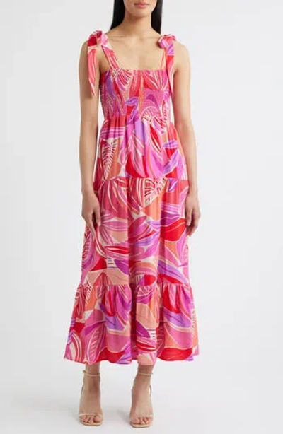 SAM EDELMAN SAM EDELMAN HENRI PALM ROYAL SMOCKED MAXI SUNDRESS