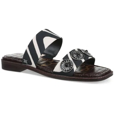 Sam Edelman Hera Womens Zebra Print Open Toe Slide Sandals In Multi