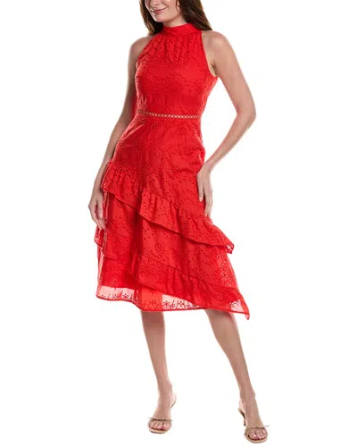 Sam Edelman High Neck Eyelet Midi Dress