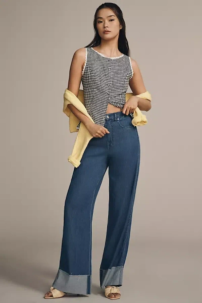 Sam Edelman High-rise Cuffed Wide-leg Jeans In Blue