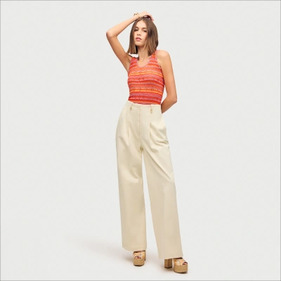 Sam Edelman High Rise Lorelai Pleated Trouser Natural In Beige