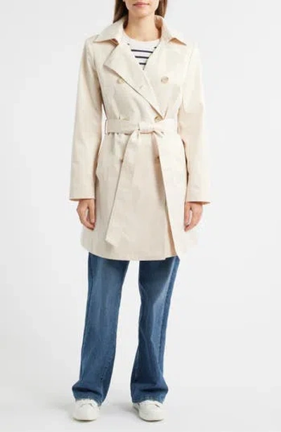 Sam Edelman Hooded Belted Double Breasted Trench Coat In Linen