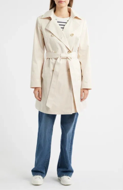 Sam Edelman Hooded Belted Double Breasted Trench Coat In Neutral
