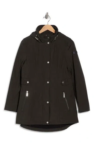 Sam Edelman Hooded High-low Softshell Anorak In Black