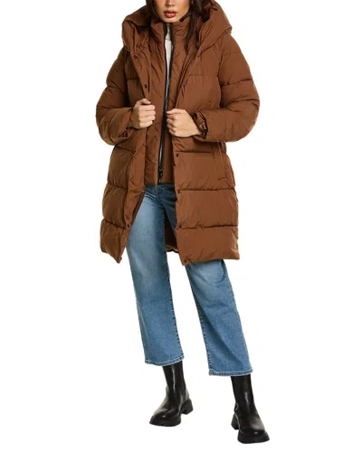Sam Edelman Hooded Puffer Coat In Brown