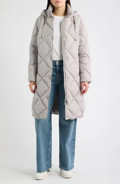 Sam Edelman Hooded Puffer Coat In Silver