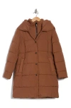 Sam Edelman Women's Oversized-collar Hooded Puffer Coat In Maple Brown