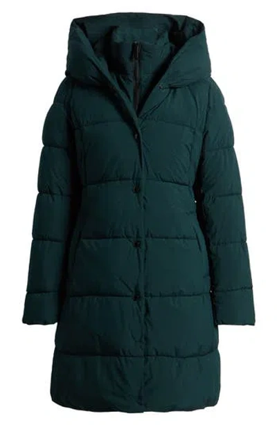 Sam Edelman Hooded Puffer Coat With Bib In Peacock Green