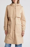 Sam Edelman Hooded Trench Coat In Sand