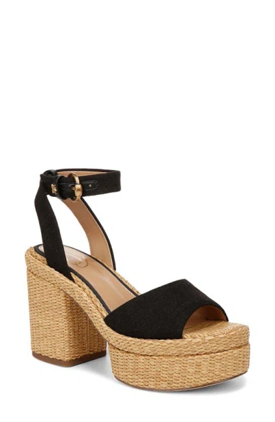 Sam Edelman Immie Wedge Platform Sandal Black Linen