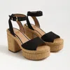 Sam Edelman Immie Wedge Platform Sandal Black Linen In Black