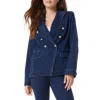 Sam Edelman Imogen Double Breasted Denim Blazer In Blue