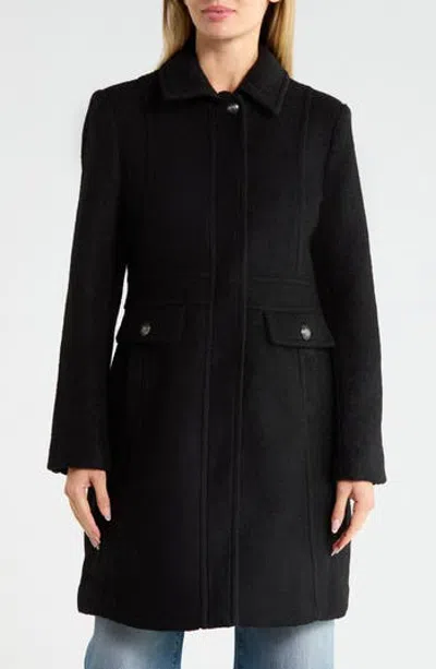 Sam Edelman Inset Waist Bouclé Coat In Black