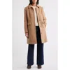 Sam Edelman Inset Waist Bouclé Coat In Brown