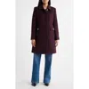 Sam Edelman Inset Waist Bouclé Coat In Burgundy