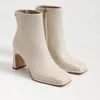 Sam Edelman Irie Boots Women's Ivory Leather Square Toe Ankle Bootie Lion547 In Multi