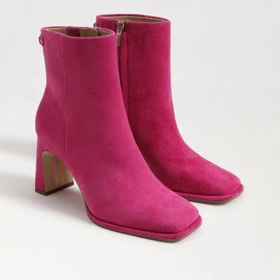Sam Edelman Irie Boots Women's Pink Suede Square Toe Ankle Bootie Lion545