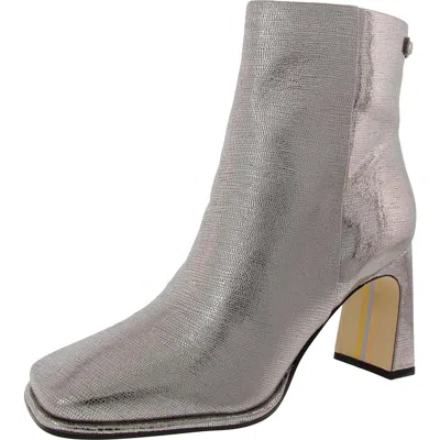 Sam Edelman Irie Womens Suede Square Toe Booties In Silver