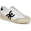 Sam Edelman Womens White Ivey Branded Leather And Suede Low-top Trainers In Greige/ Bright White/ Black