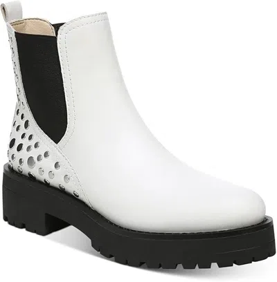 Sam Edelman Jalyn Women's White Leather Studs Chunky Heel Chelsea Boot Jobb1783
