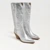 Sam Edelman James Pointed Toe Western Boot In Silver