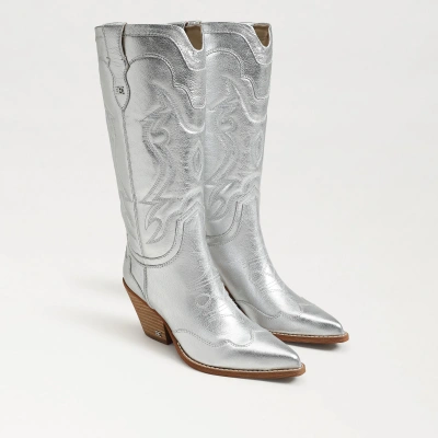 SAM EDELMAN SAM EDELMAN JAMES WIDE CALF WESTERN BOOT SILVER LEATHER