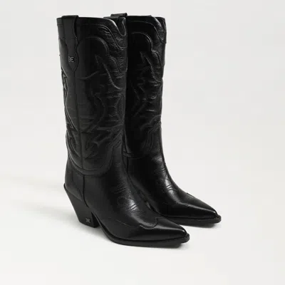 Sam Edelman James Wide Calf Western Boot Black Leather