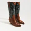 Sam Edelman James Wide Calf Western Boot Green/copper Leather In Multi