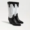 Sam Edelman James Western Boot White/black Leather In Multi