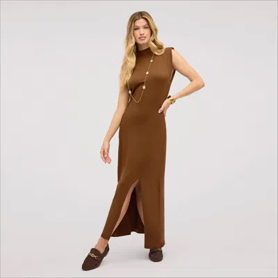 Sam Edelman Jane Mock Neck Midi Dress Rawhide In Brown