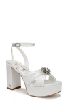 Sam Edelman Janelle Ankle Strap Platform Sandal In Bright White